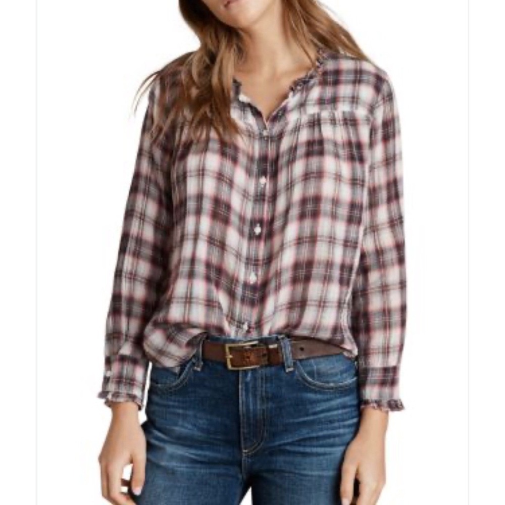 Velvet by Graham & Spencer Red & Black Plaid Women's Button Down Medium